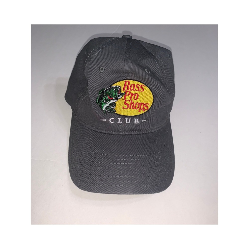 Bass Pro Shops‎ Club Baseball Cap Hat Dark Gray Cotton Adjustable Fishing Logo